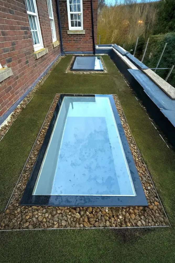 Sedum roof around a skylight